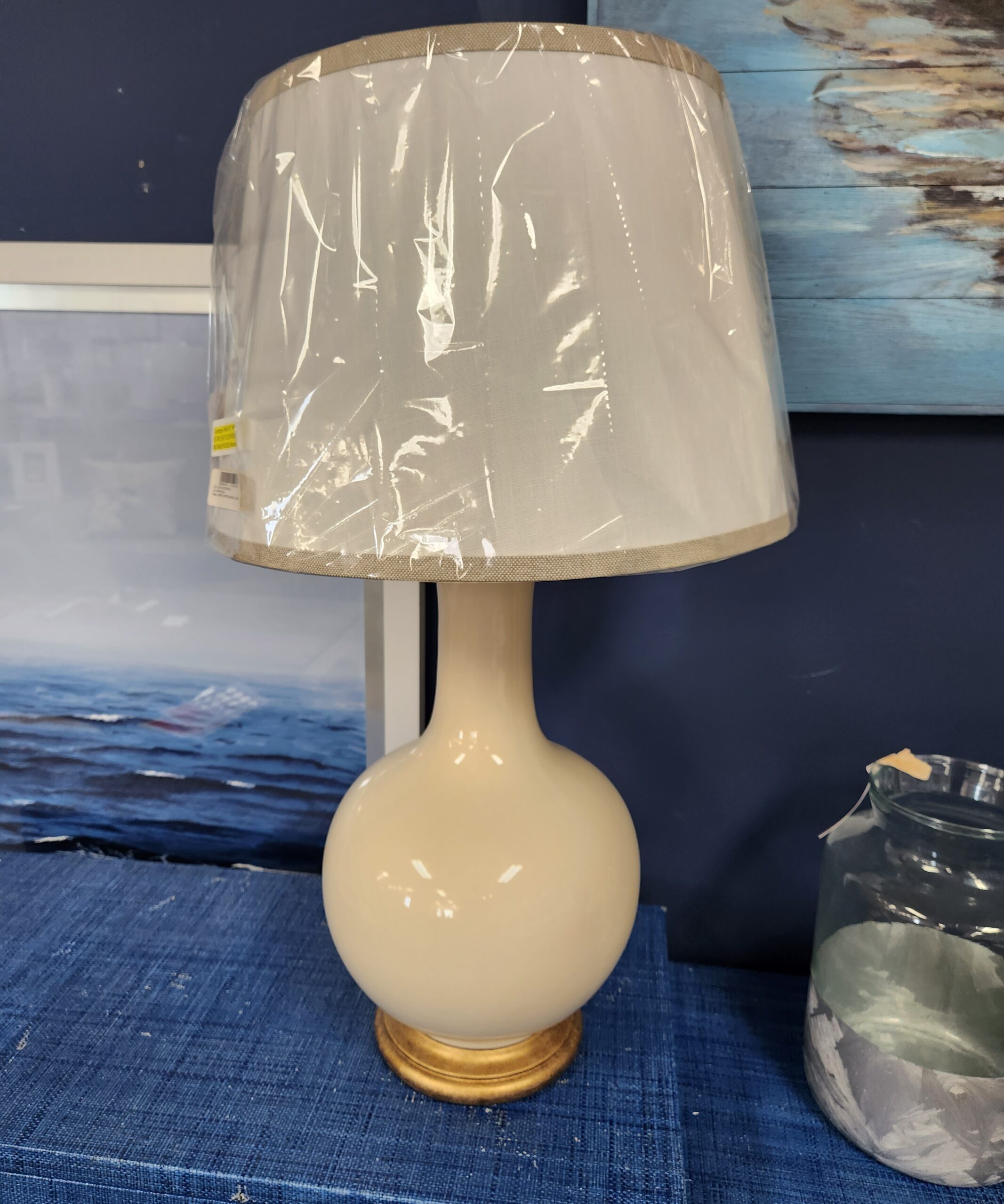 a lamp on a table