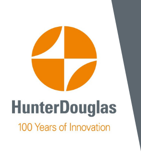 two logos for hunter douglas and the company