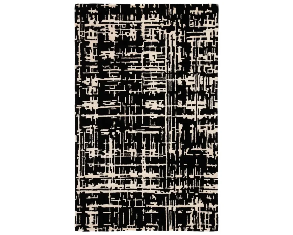 Thumbnail of http://a%20black%20and%20white%20rug%20with%20lines%20on%20it