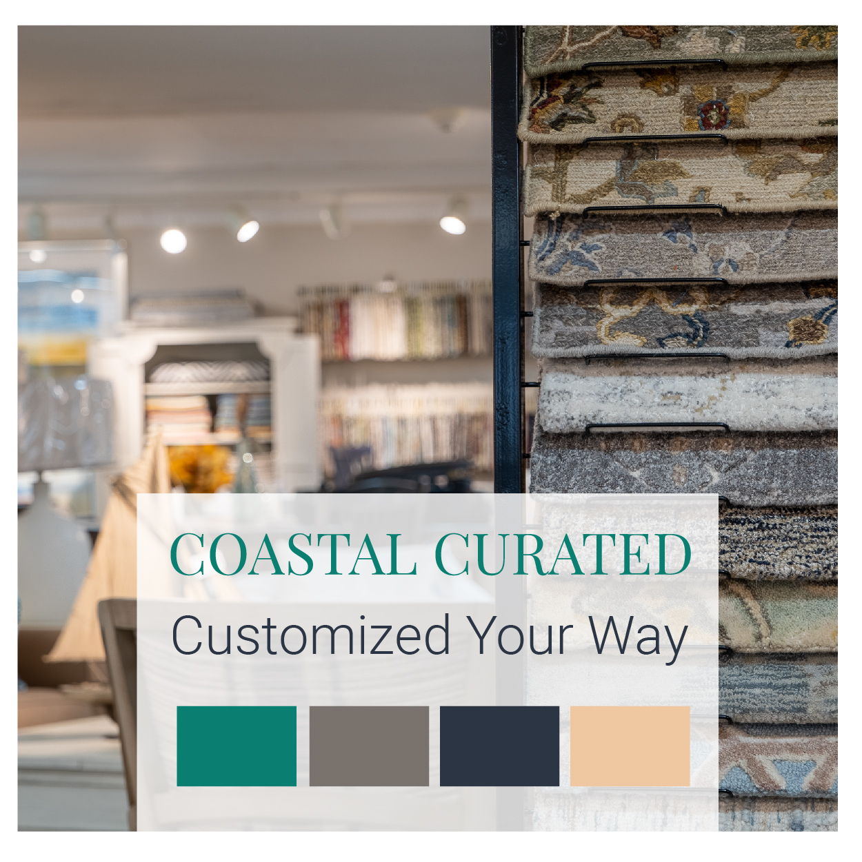 a store front with the words coastal curated customized your way